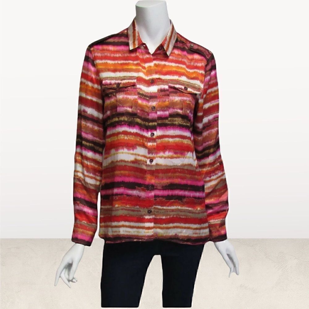 -Jones New York Multicolor Button Down Blouse Petite